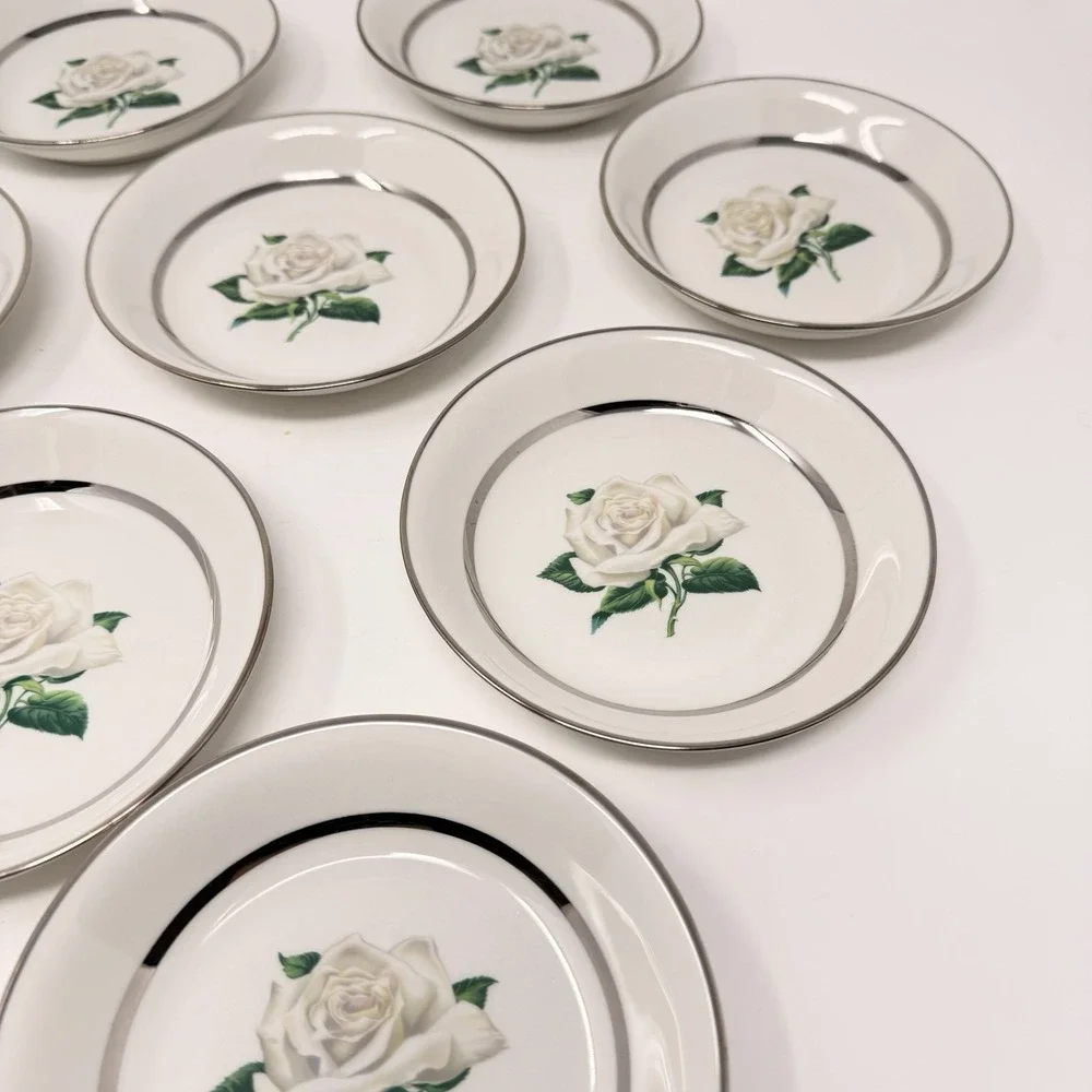 🇺🇸 Governor's Mansion Vogue Ceramic Industries Rose Plates 5.4